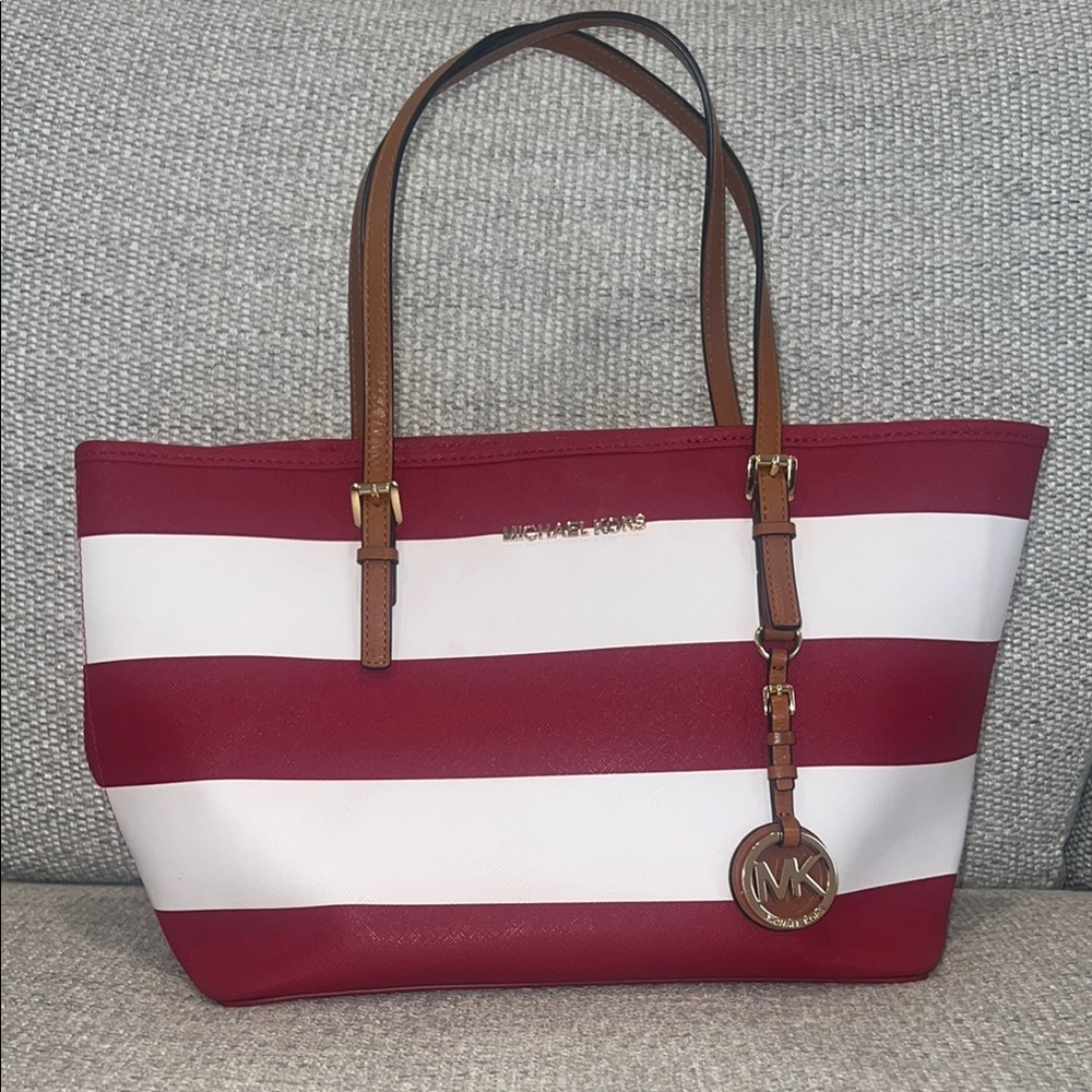 Micheal Kors Jet Set stripped tote.